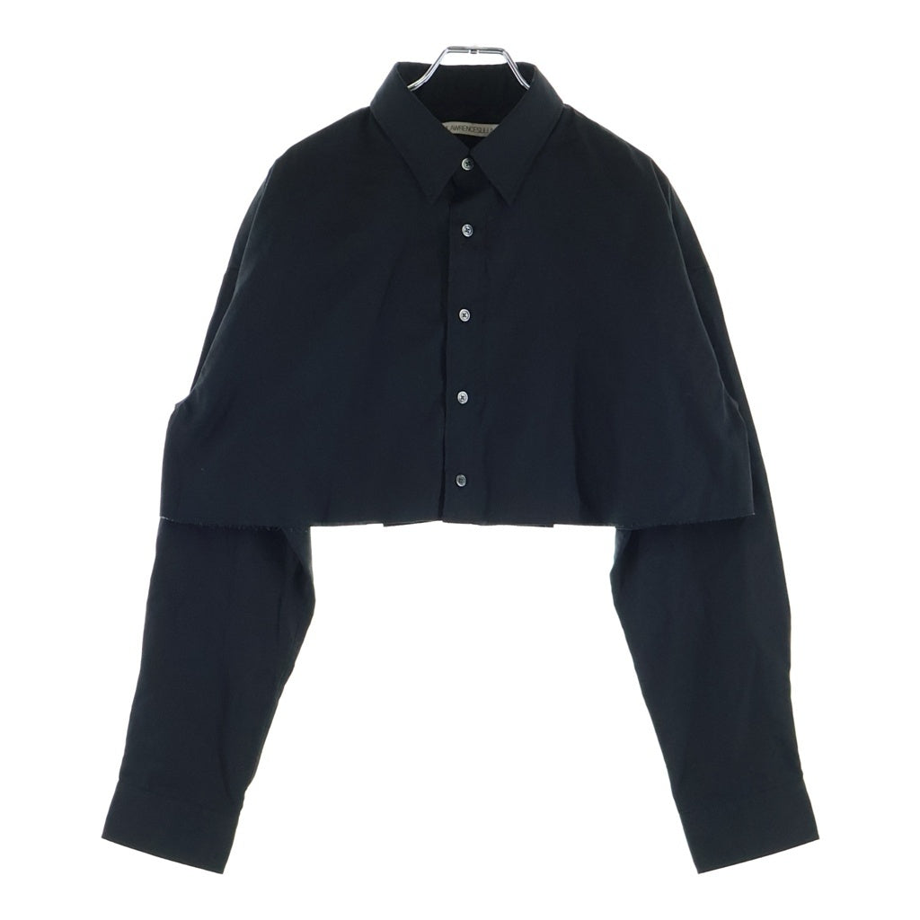 JOHN LAWRENCE SULLIVAN(ジョンローレンスサリバン) 24SS BROADCLOTH CROPPED SHIRT ブロード クロップド 長袖コットンシャツ レディース ブラック 3C007-0224-20