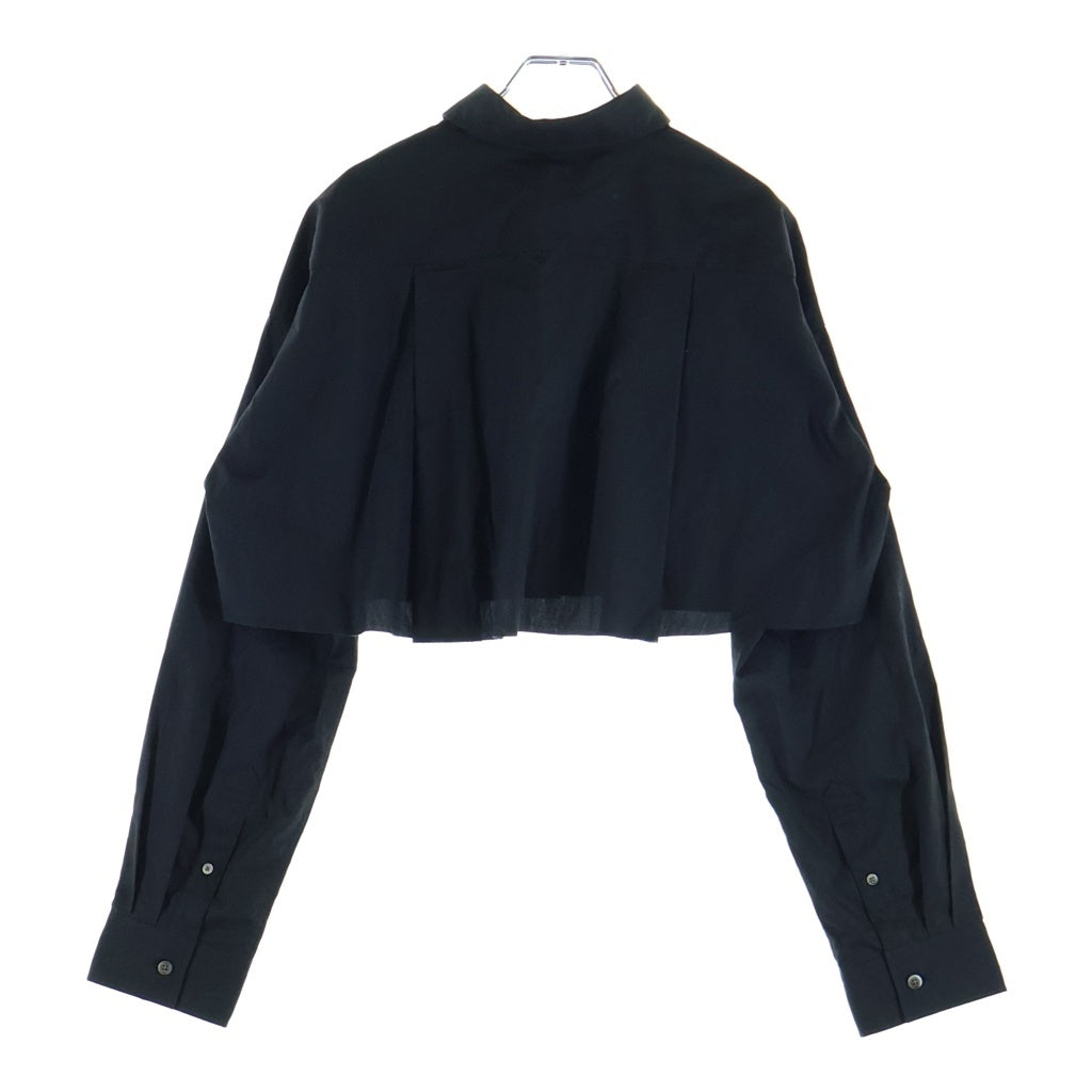 JOHN LAWRENCE SULLIVAN(ジョンローレンスサリバン) 24SS BROADCLOTH CROPPED SHIRT ブロード クロップド 長袖コットンシャツ レディース ブラック 3C007-0224-20