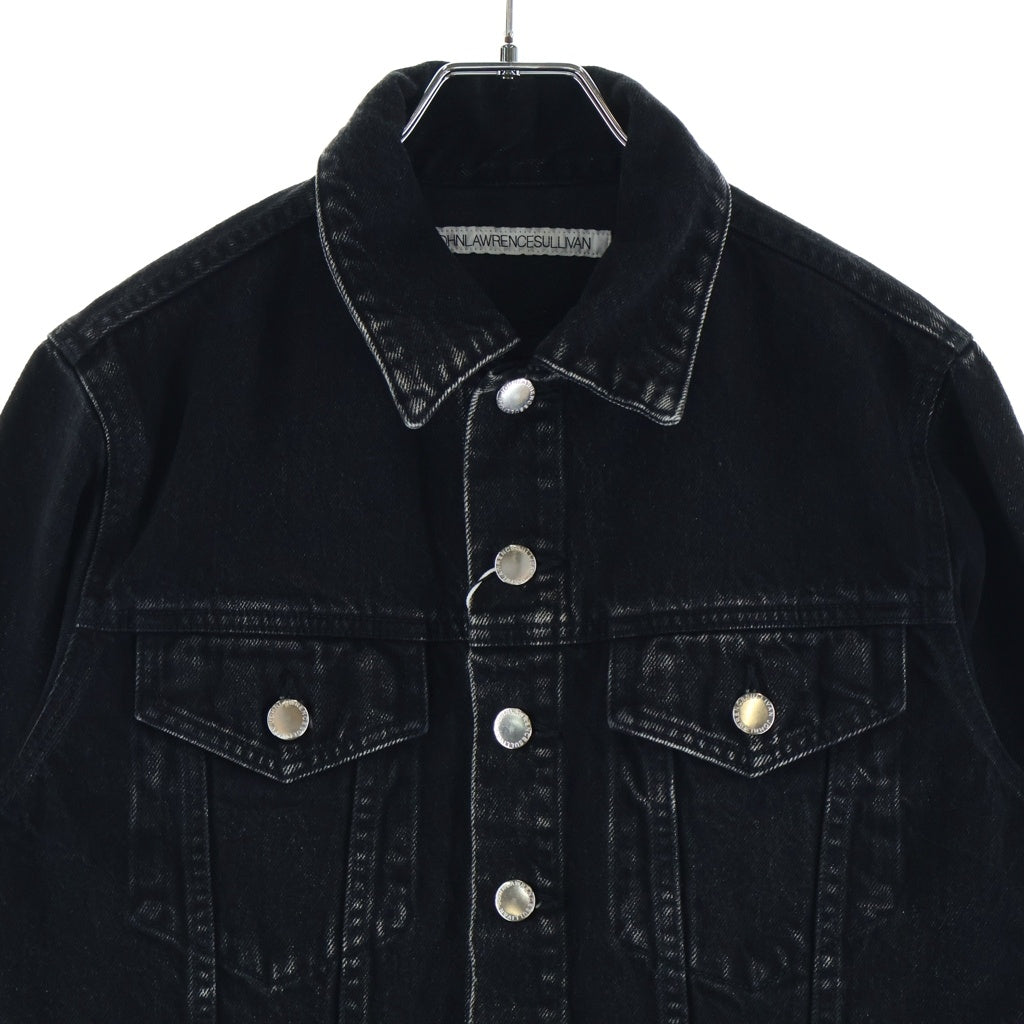 JOHN LAWRENCE SULLIVAN(ジョンローレンスサリバン) 23AW WASHED DENIM CUTTING JACKET ウォッシュド デニムカッティング クロップドジャケット レディース ブラック JLSW-50