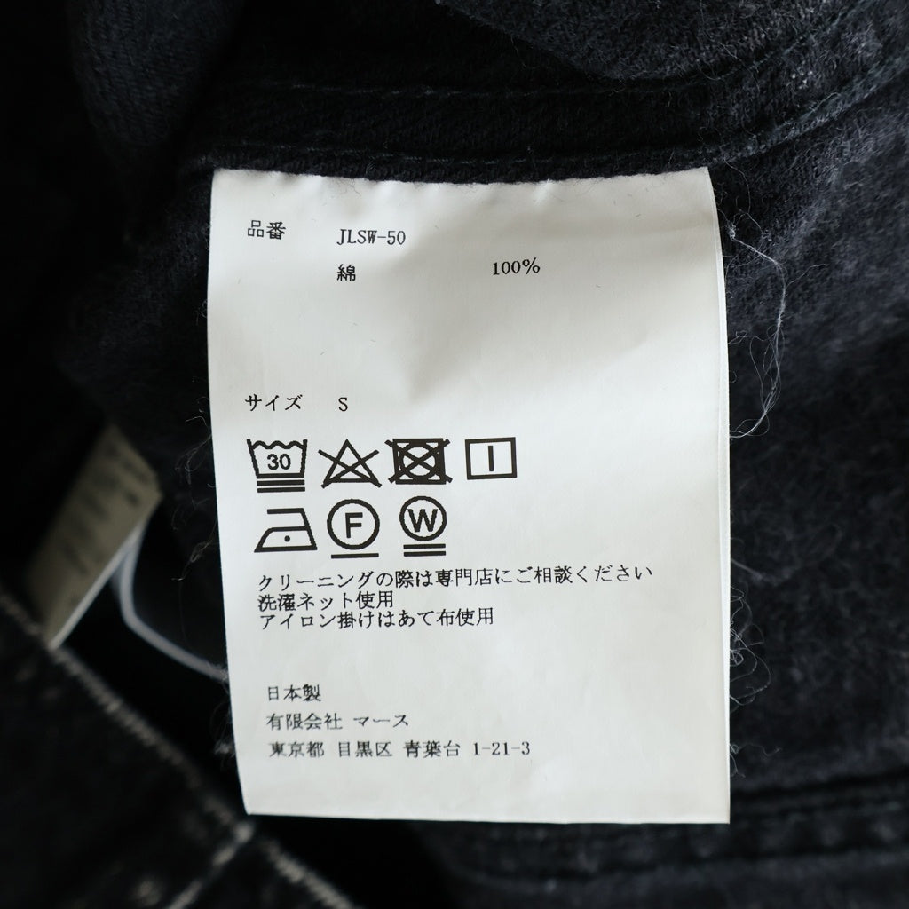 JOHN LAWRENCE SULLIVAN(ジョンローレンスサリバン) 23AW WASHED DENIM CUTTING JACKET ウォッシュド デニムカッティング クロップドジャケット レディース ブラック JLSW-50