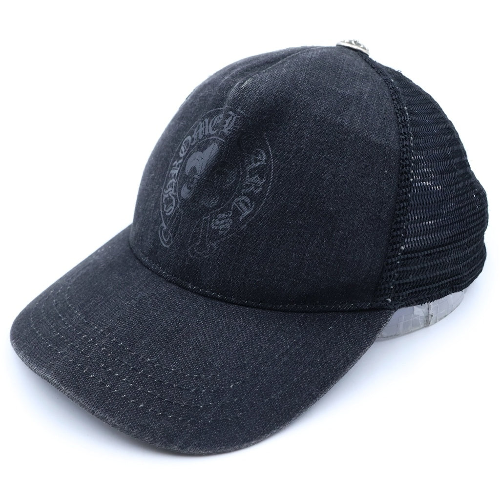 CHROME HEARTS(クロムハーツ) BS FLARE SCROLL LABEL BSフレア スクロールラベルプリント メッシュトラッカーキャップ 帽子 ブラック