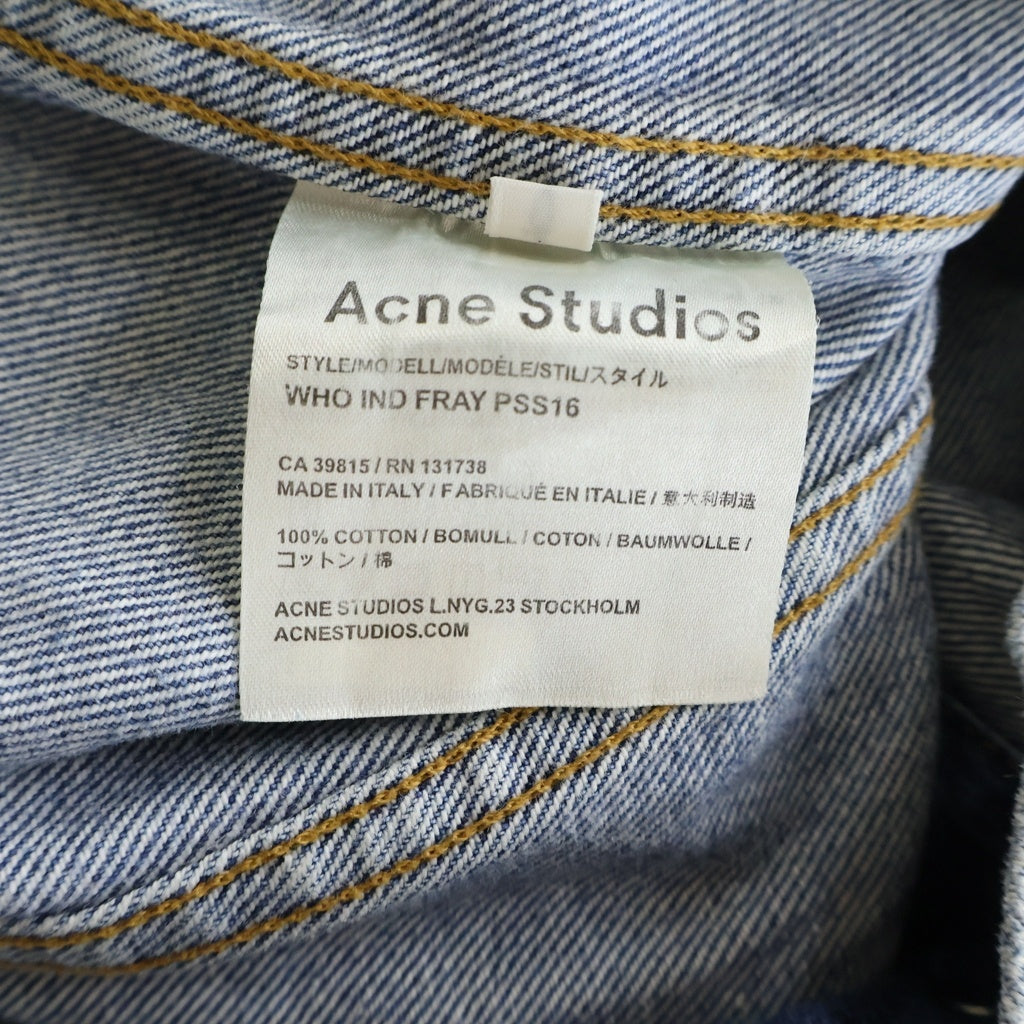 Acne Studios(アクネ ストゥディオズ) 16SS WHO IND FRAY フー フレイ ノーカラー デニムトラッカージャケット インディゴ