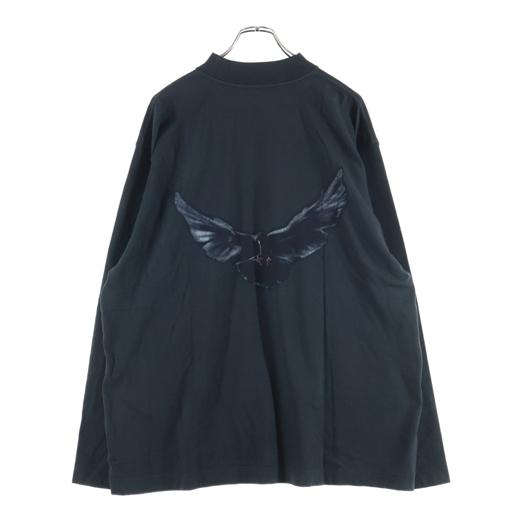 Yeezy Gap Engineered by Balenciaga(イージー ギャップ エンジニアードバイ バレンシアガ) Dove Long-Sleeve Tee ドーヴ ロゴプリント モックネック長袖Tシャツ カットソー グリーン 471305-02-1