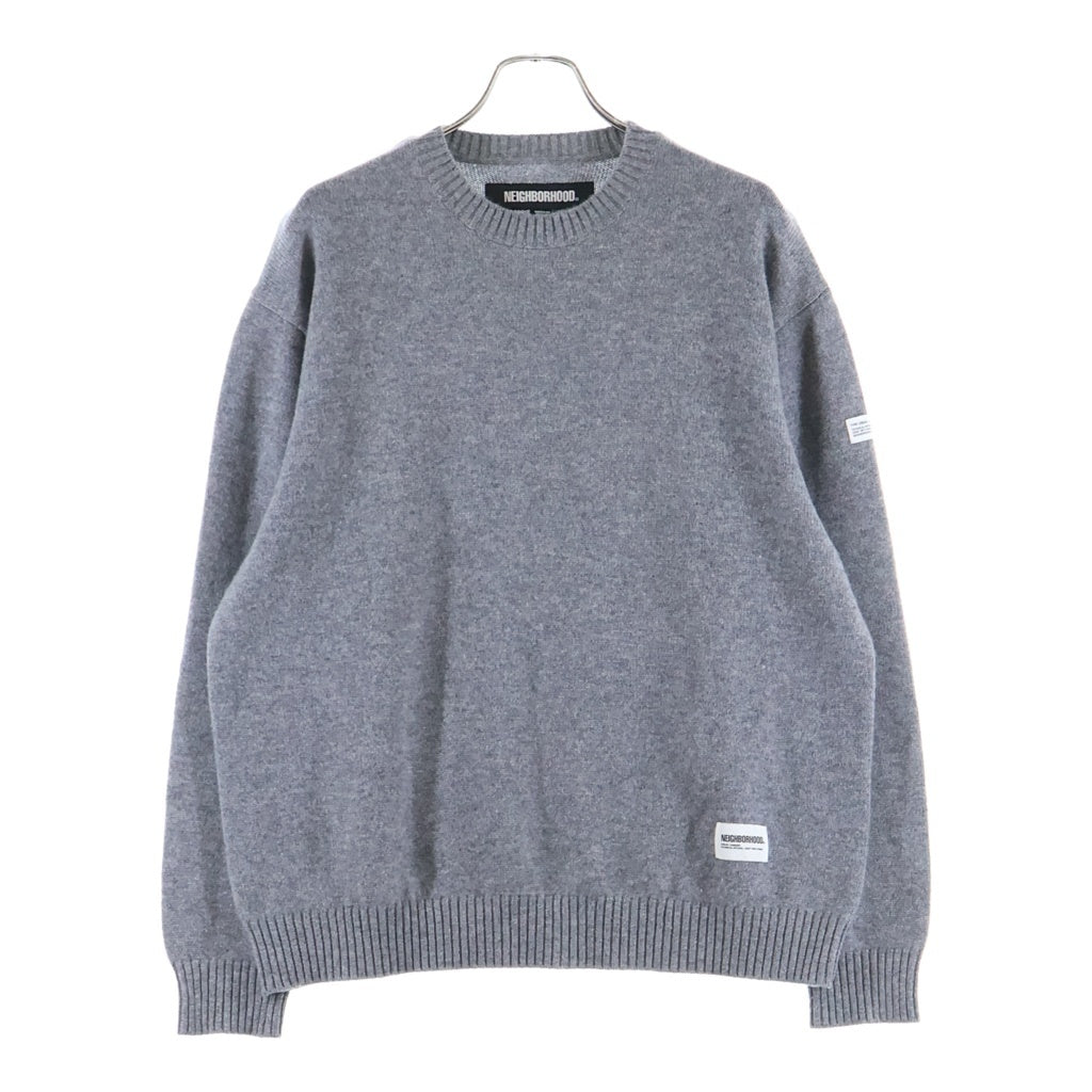 NEIGHBORHOOD(ネイバーフッド) 24AW CASHMERE CREWNECK SWEATER カシミヤ クルーネックニットセーター グレー 242NGNH-KNM01
