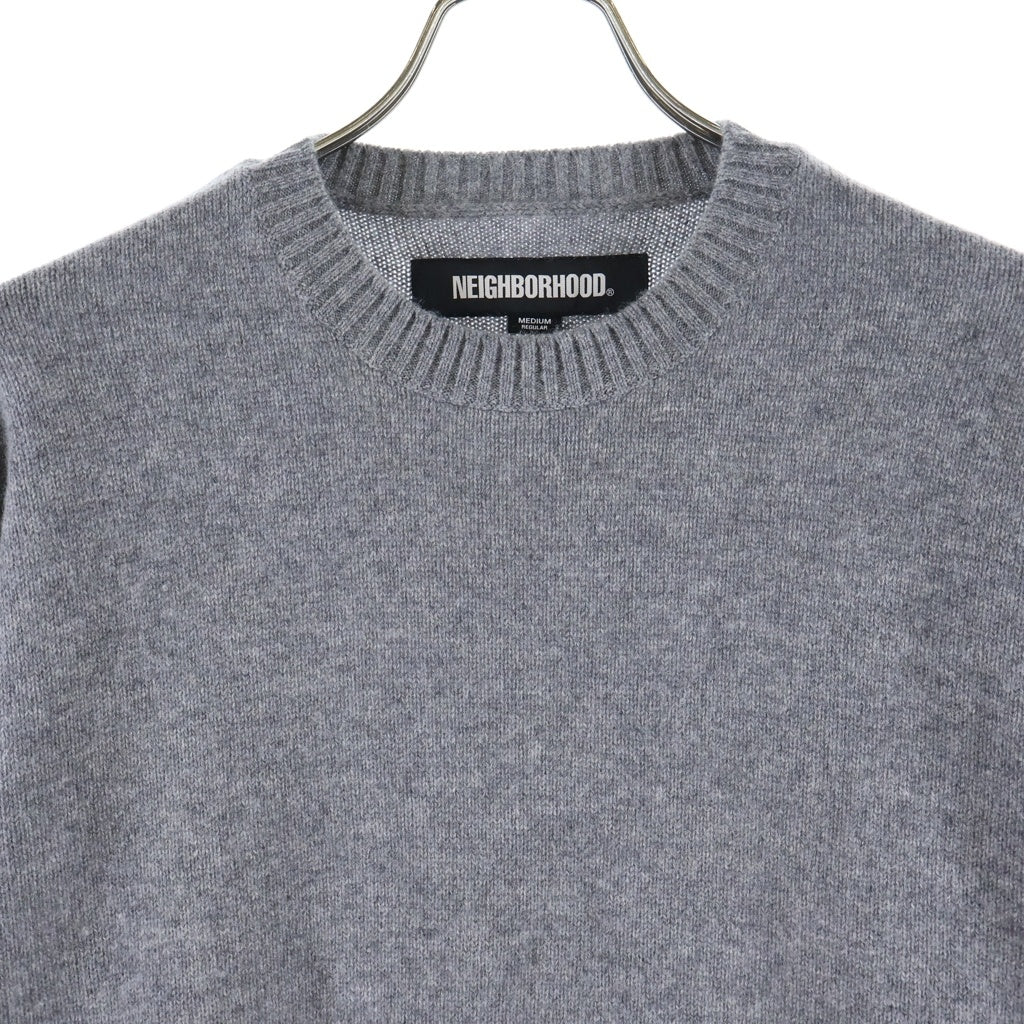 NEIGHBORHOOD(ネイバーフッド) 24AW CASHMERE CREWNECK SWEATER カシミヤ クルーネックニットセーター グレー 242NGNH-KNM01
