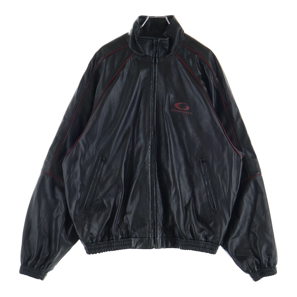 BALENCIAGA(バレンシアガ) 26SS TRACKSUIT JACKET シャイニーラムスキン トラックジャケット ジップアップブルゾン ブラック 869734 TUS02