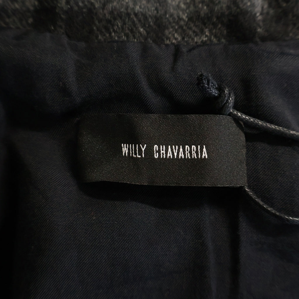 WILLY CHAVARRIA(ウィリーチャバリア) RUFF RIDER JACKET ラフライダー チェック柄 ジップアップウールブルゾン グレー/ブラック