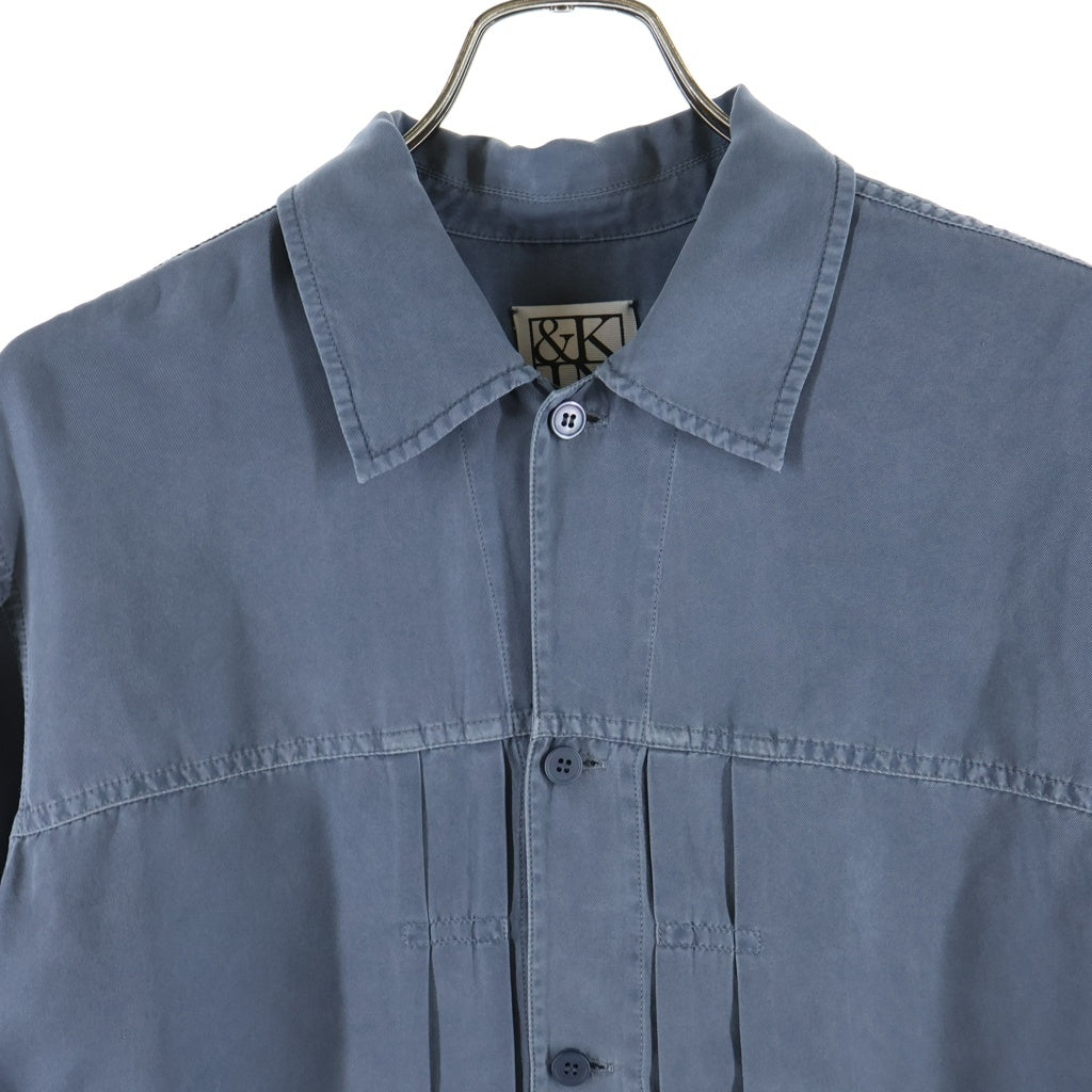 KITH(キス) 26SS &KIN GARMENT DYED SILK YARDLEY SHIRT ガーメントダイ ヤードレー シルクシャツジャケット ブルー KHM034899