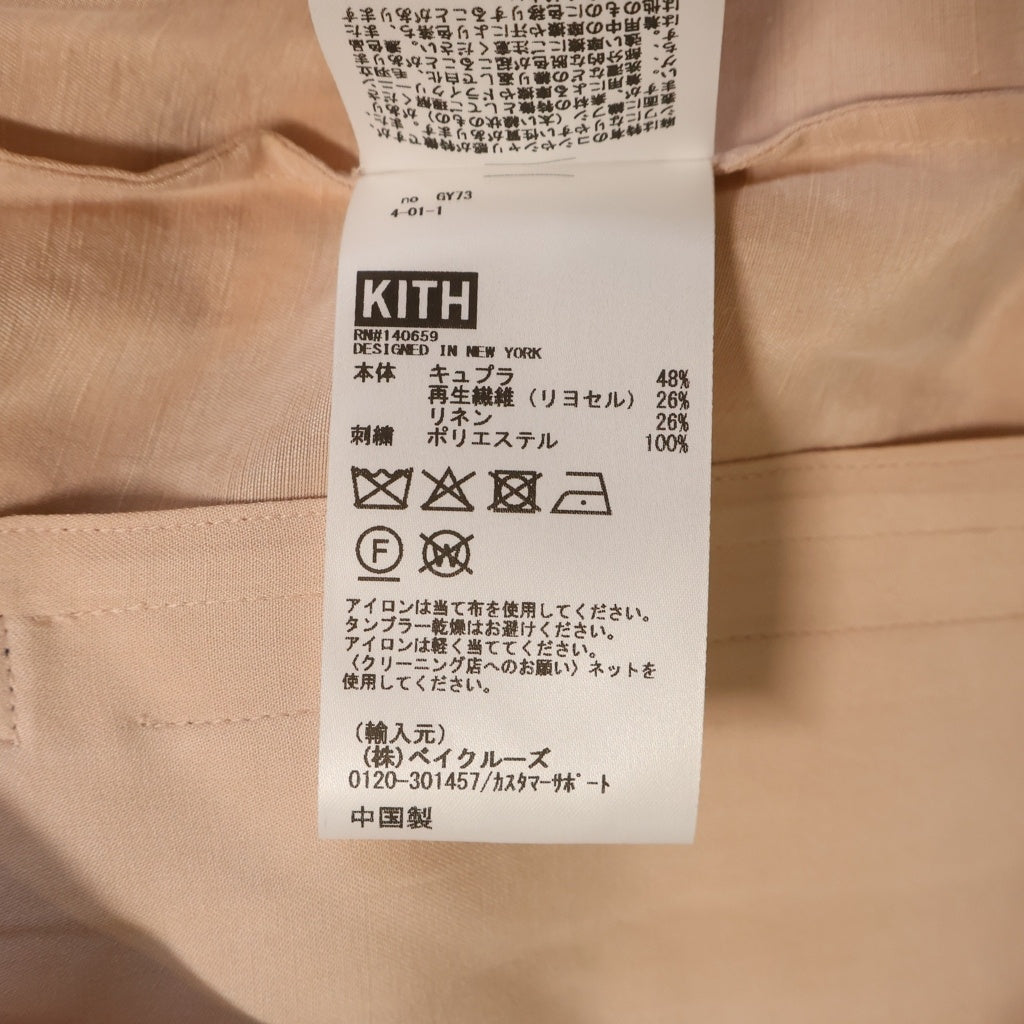 KITH(キス) 26SS &KIN CUPRO LINEN WALLY SHIRT キュプラリネン フラワー刺繍 ウォーリー 長袖シャツ ピンク KHM034892