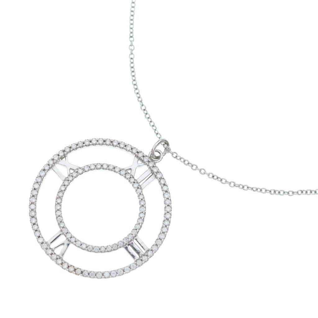 TIFFANY & Co.(ティファニー) K18WG オープンアトラス メダリオン ダイヤ ラージモデル サークルチェーンネックレス ホワイトゴールド レディース