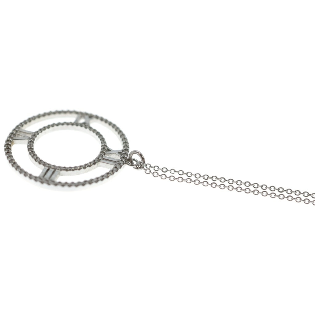 TIFFANY & Co.(ティファニー) K18WG オープンアトラス メダリオン ダイヤ ラージモデル サークルチェーンネックレス ホワイトゴールド レディース