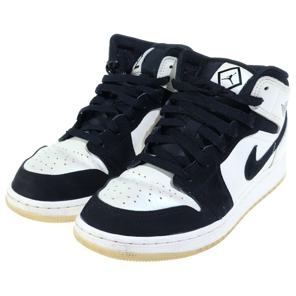 NIKE(ナイキ) GS AIR JORDAN 1 MID エアジョーダン1 ミッドカットスニーカー レディース ホワイト/ブラック DN4321-100