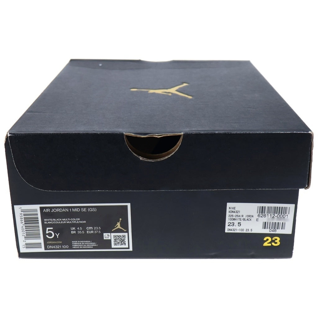 NIKE(ナイキ) GS AIR JORDAN 1 MID エアジョーダン1 ミッドカットスニーカー レディース ホワイト/ブラック DN4321-100