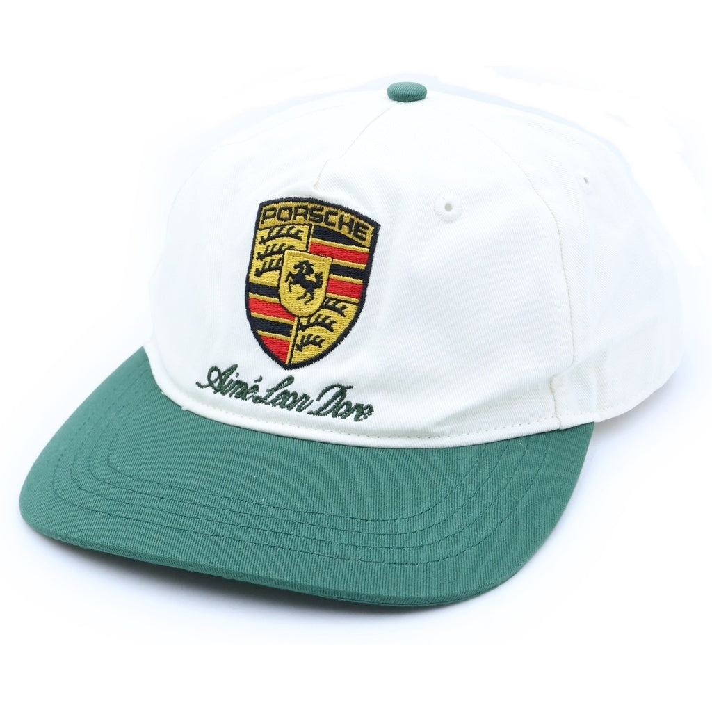 Aime Leon Dore(エメレオンドレ) 25AW ×PORSCHE COLOR BLOCK LOGO HAT ポルシェ カラーブロック ロゴキャップ 帽子 ホワイト/グリーン