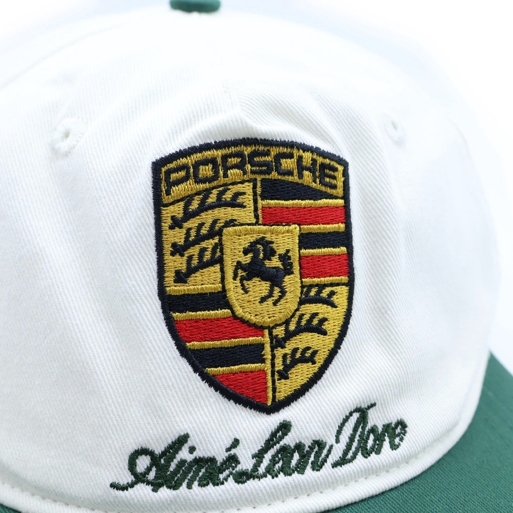 Aime Leon Dore(エメレオンドレ) 25AW ×PORSCHE COLOR BLOCK LOGO HAT ポルシェ カラーブロック ロゴキャップ 帽子 ホワイト/グリーン