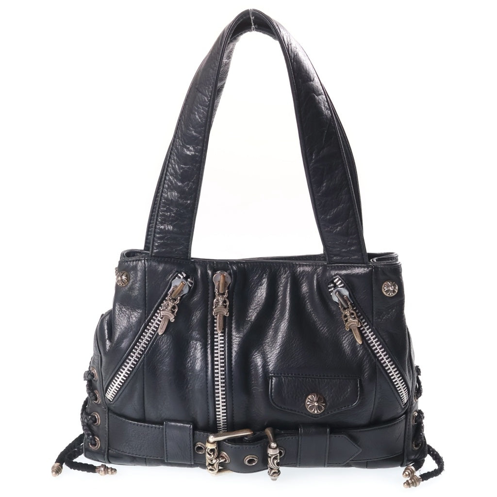 CHROME HEARTS(クロムハーツ) JJ DEAN SMALL JJディーン スモール レザーライダース ハンドバッグ ブラック/シルバー レディース