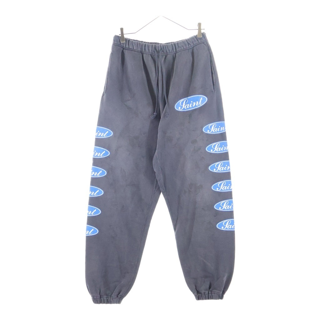 SAINT MICHAEL(セントマイケル) SWEAT PANTS LOVE AMONG / BLACK ロゴプリント ドローストリングスウェットパンツ ブラック SM-HR1-0000-061