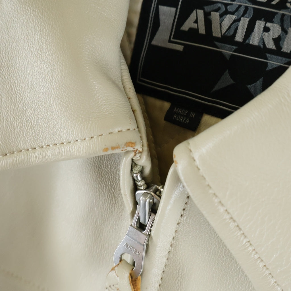 AVIREX(アヴィレックス) DRAGON&SNAKE TRACKER JACKET ドラゴン スネーク プリント トラッカー レザージャケット ホワイト 783-3150012