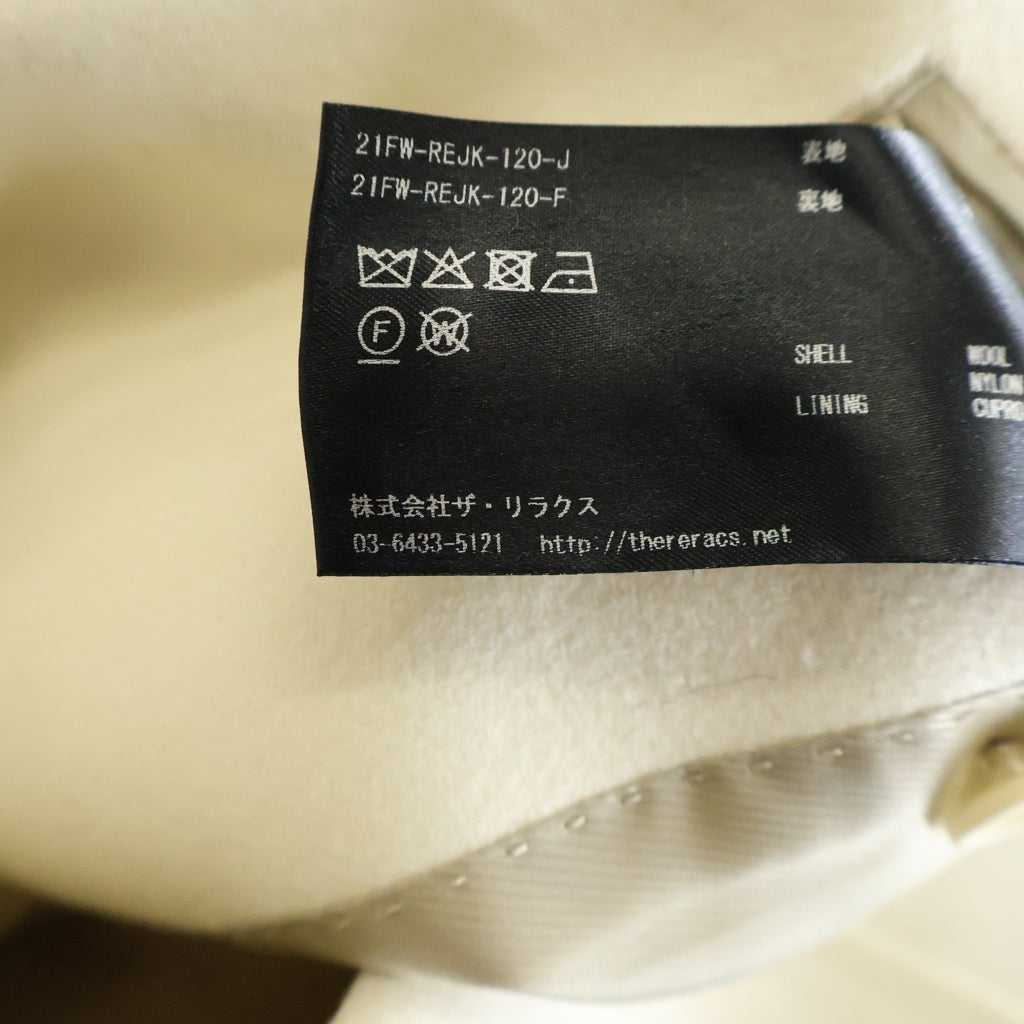 THE RERACS(ザ リラクス) 21AW Wool Single 1B Jacket ウール シングル1Bテーラードジャケット アイボリー 21FW-REJK-120-J