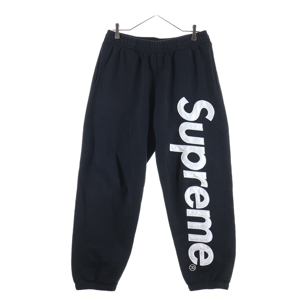 SUPREME(シュプリーム) 24AW Satin Applique Sweatpant サテンアプリーケ コットン スウェットパンツ ブラック