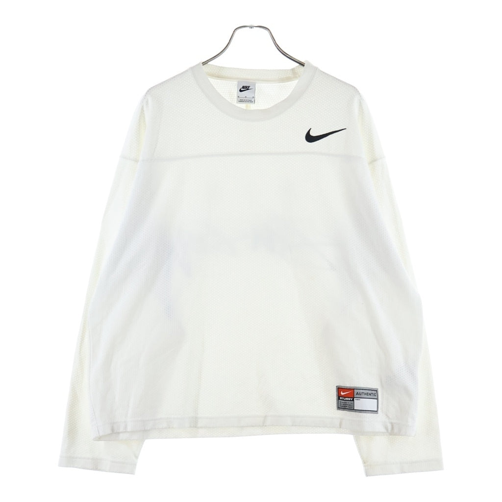 NIKE(ナイキ) ×STUSSY DRI FIT MESH JERSEY ステューシー ドライメッシュジャージ 両面デザイン クルーネックTシャツ 長袖 カットソー ホワイト FJ9164-133