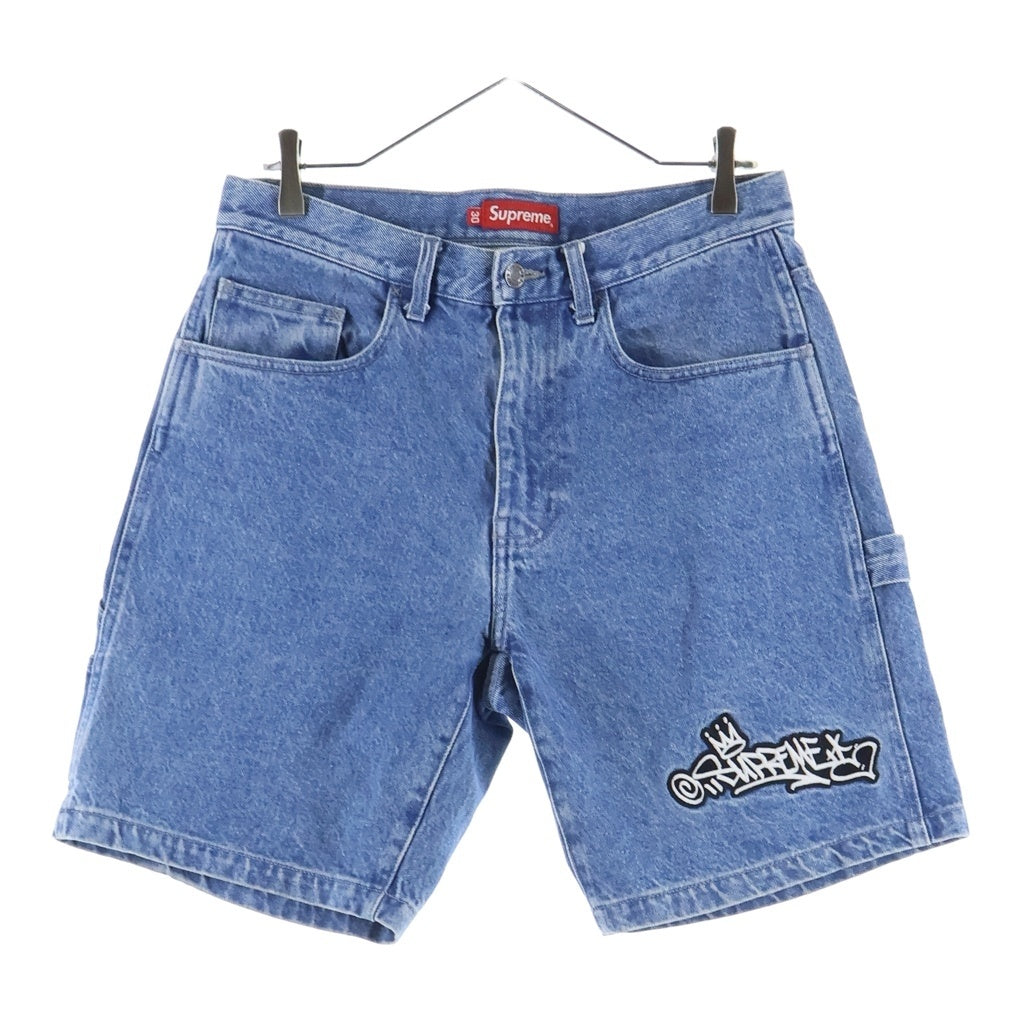 SUPREME(シュプリーム) 21SS Handstyle Denim Painter Short 5ポケット ペイントデザイン ロゴエンブロイダリー デニムハーフパンツ インディゴ