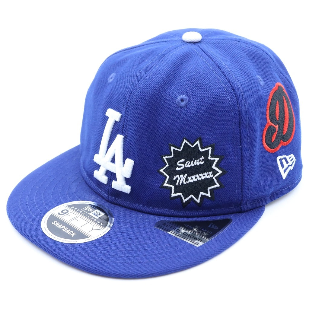 SAINT MICHAEL(セントマイケル) 25SS ×NEW ERA NE_CAP ニューエラ ロサンゼルスドジャース コットンベースボールキャップ 帽子 ブルー SM-HR8-GIFT-C46