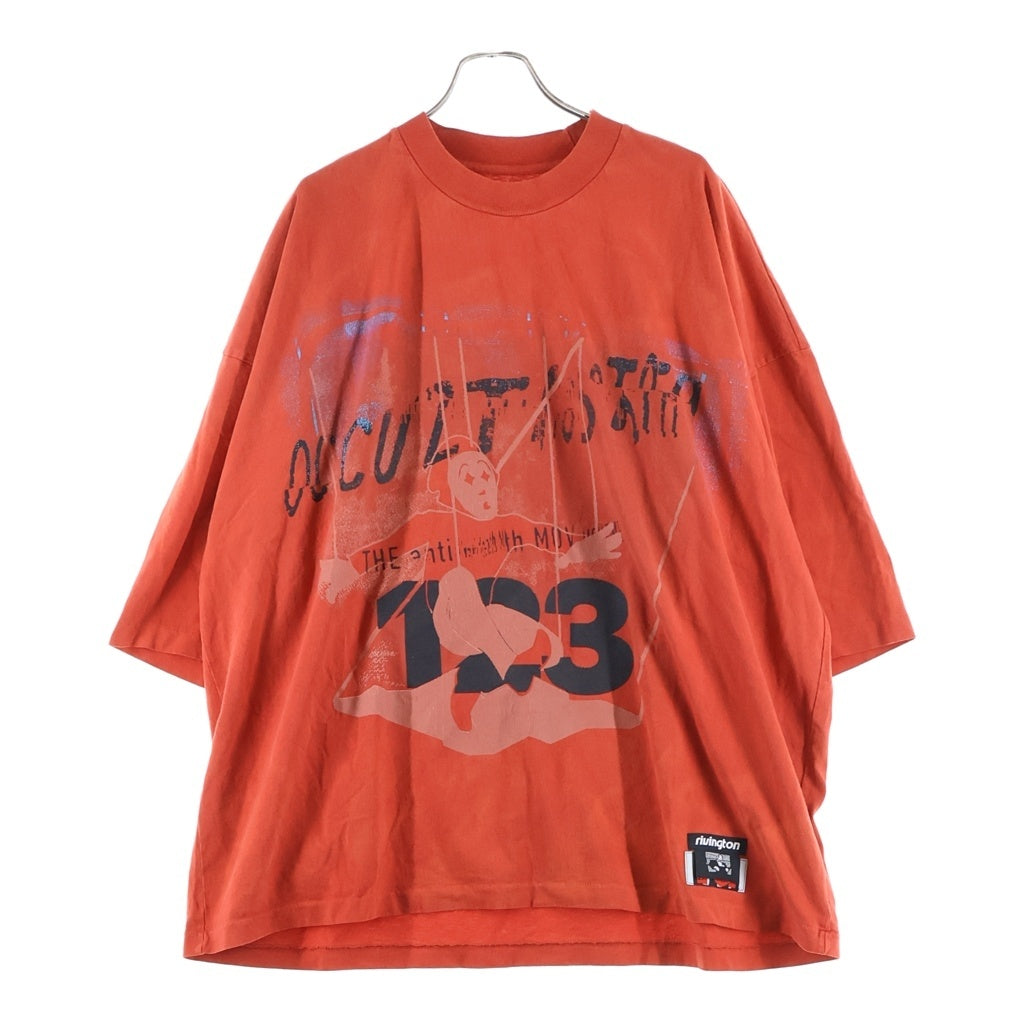 RRR123 RIVINGTON roi Rebis(リヴィントンロイレビス) LEFT OUT VINTAGE TEE レフトアウト ヴィンテージ加工 両面グラフィックプリントTシャツ 半袖クルーネックカットソー レッド