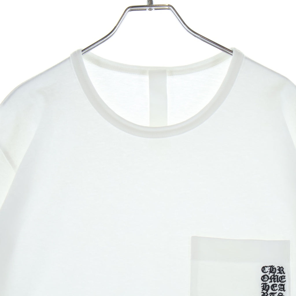CHROME HEARTS(クロムハーツ) Y NOT LIGHT VERTICAL LOGO CROSS EMBROIDERED ワイノット ロゴエンブロイダリー 胸ポケット クルーネック 半袖Tシャツ カットソー ホワイト