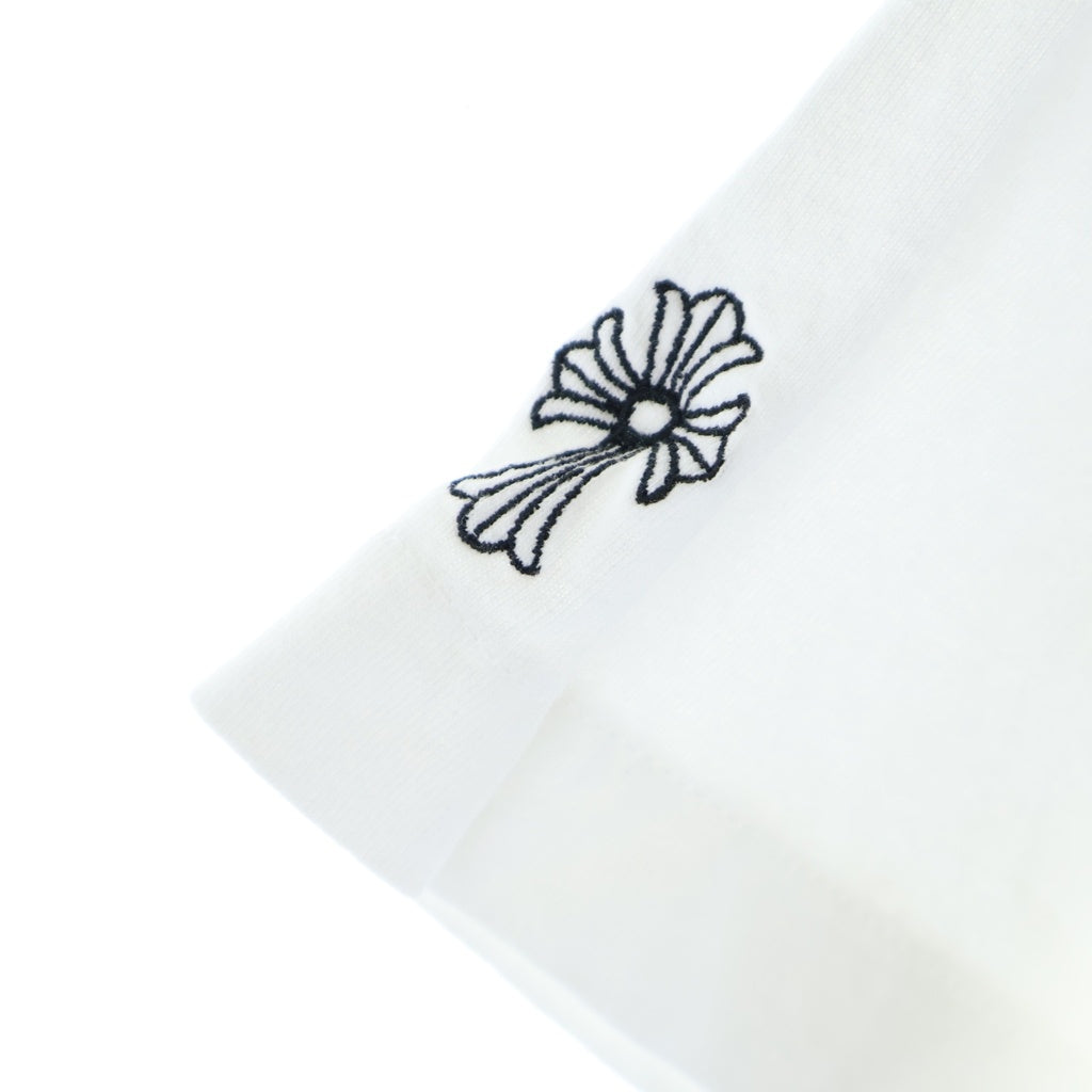 CHROME HEARTS(クロムハーツ) Y NOT LIGHT VERTICAL LOGO CROSS EMBROIDERED ワイノット ロゴエンブロイダリー 胸ポケット クルーネック 半袖Tシャツ カットソー ホワイト