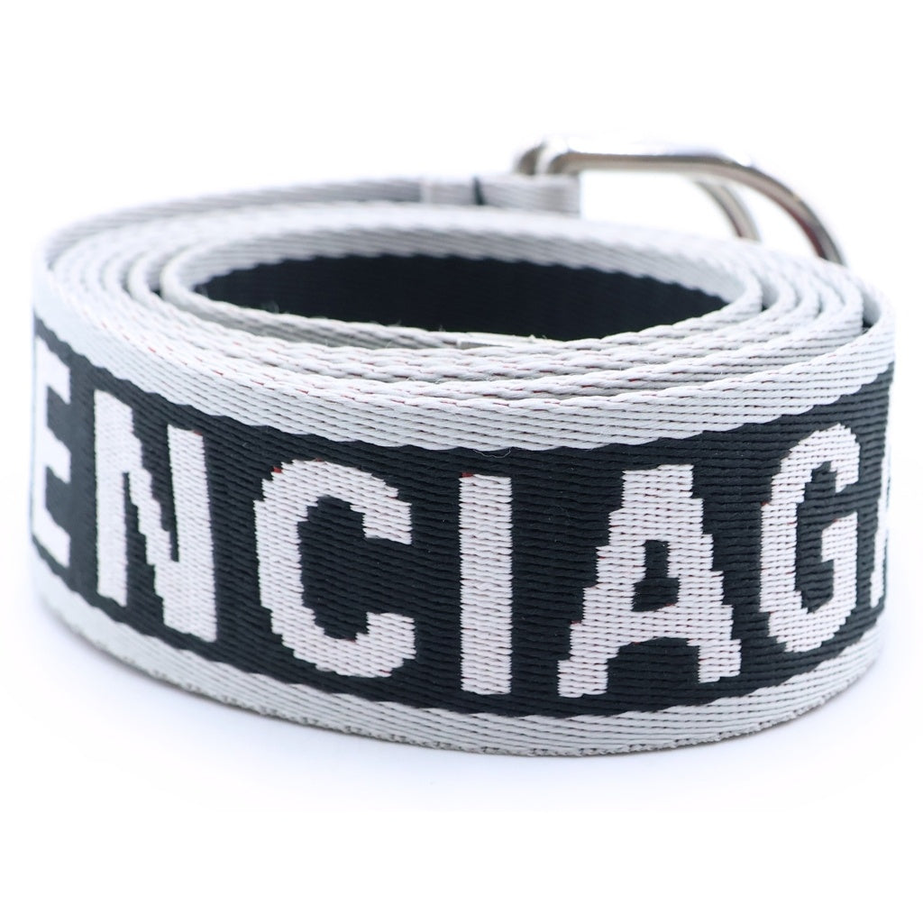 BALENCIAGA(バレンシアガ) D RING BELT リング ロゴ ジャガード ウェビング ベルト ブラック/レッド 703137 210AA