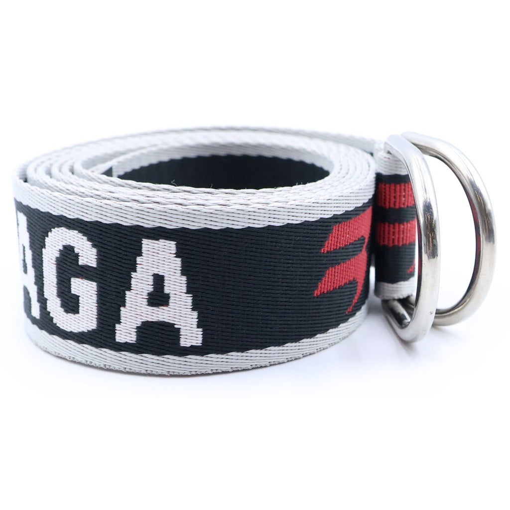 BALENCIAGA(バレンシアガ) D RING BELT リング ロゴ ジャガード ウェビング ベルト ブラック/レッド 703137 210AA
