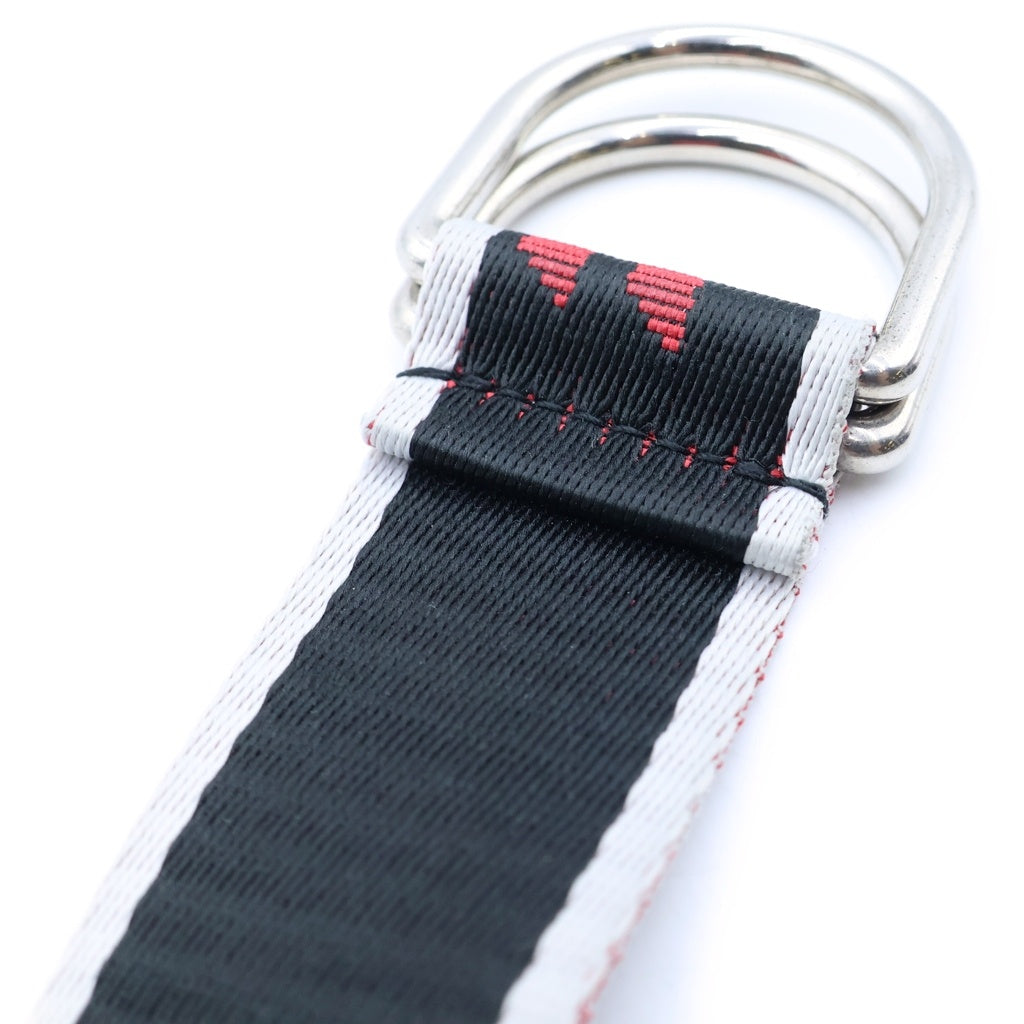 BALENCIAGA(バレンシアガ) D RING BELT リング ロゴ ジャガード ウェビング ベルト ブラック/レッド 703137 210AA