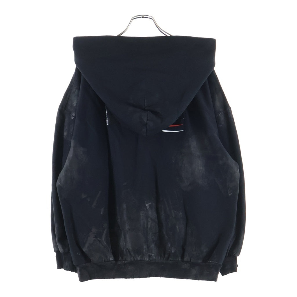 BALENCIAGA(バレンシアガ) 22AW GAFFER TAPED POLITICAL CAMPAIGN LOGO ZIP HOODIE ガッファー テープド ポリティカル キャンペーン ロゴ 泥加工 ジップ フーディー パーカー ブラック 720424 TNVK5 1089