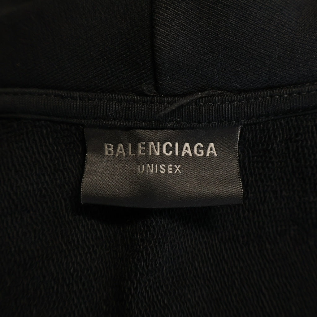 BALENCIAGA(バレンシアガ) 22AW GAFFER TAPED POLITICAL CAMPAIGN LOGO ZIP HOODIE ガッファー テープド ポリティカル キャンペーン ロゴ 泥加工 ジップ フーディー パーカー ブラック 720424 TNVK5 1089