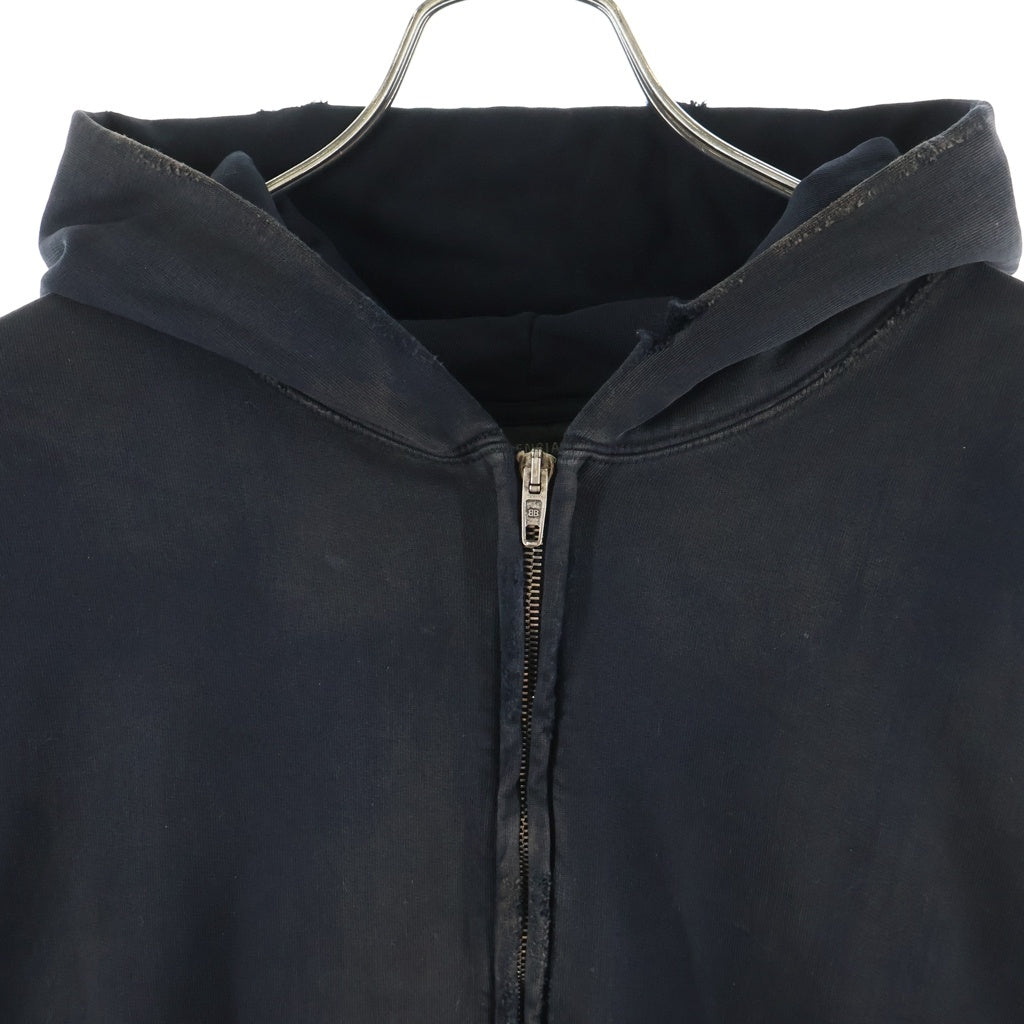 BALENCIAGA(バレンシアガ) 23SS ロゴ エンブロイダリー 泥加工 スモールフィット ジップアップ パーカー フーディー 744454 TOV14 1055