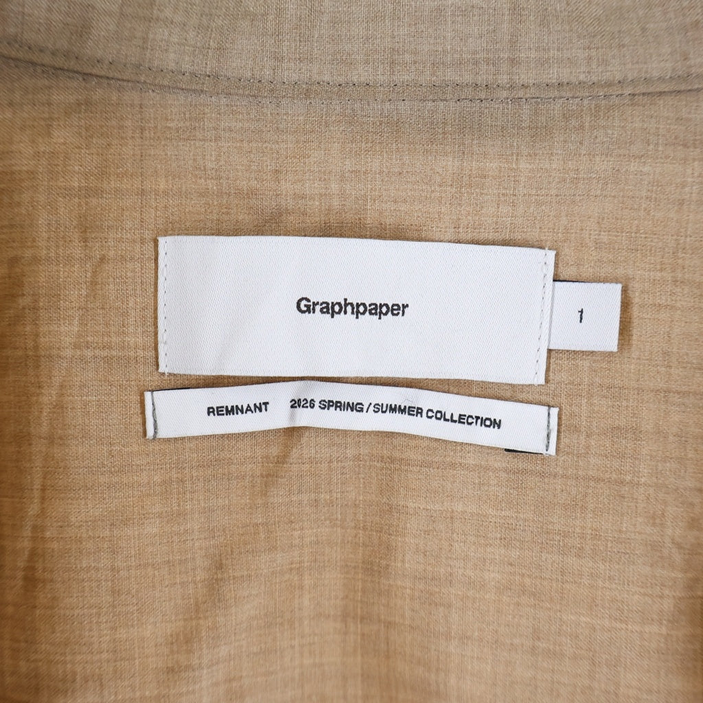 Graphpaper(グラフペーパー) 26SS Fine Wool Heather S/S Skipper Shirt ファインウール ショートスリーブ スキッパーシャツ ベージュ GU261-50321