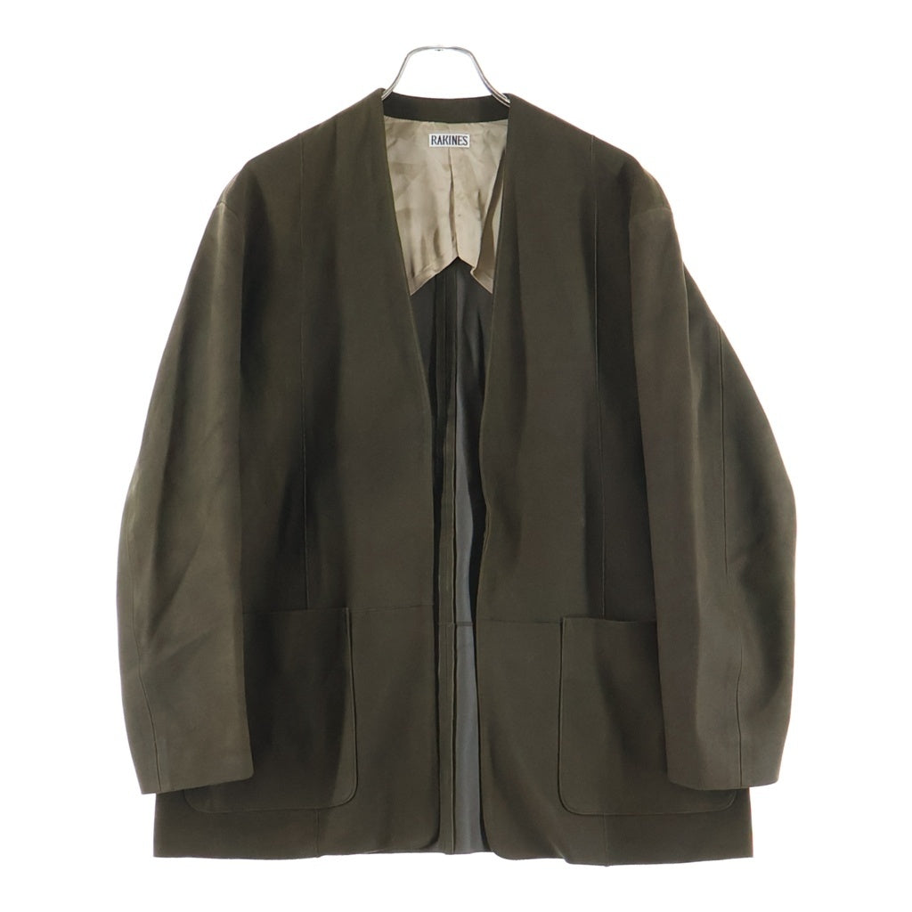 RAKINES(ラキネス) 24SS Entrefino lamb leather-Collar less jacket エントロフィーノ ラムレザー ノーカラージャケット ブラウン 11S24SS236B
