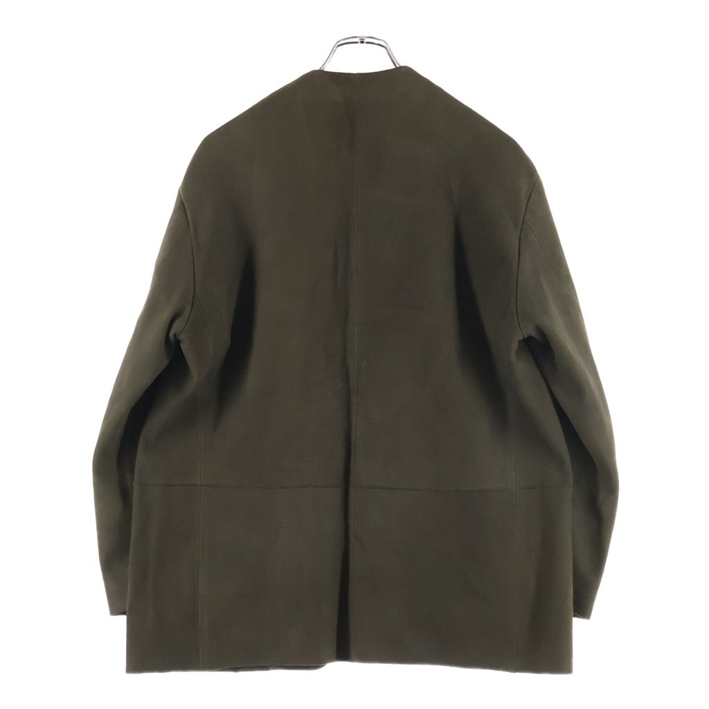 RAKINES(ラキネス) 24SS Entrefino lamb leather-Collar less jacket エントロフィーノ ラムレザー ノーカラージャケット ブラウン 11S24SS236B