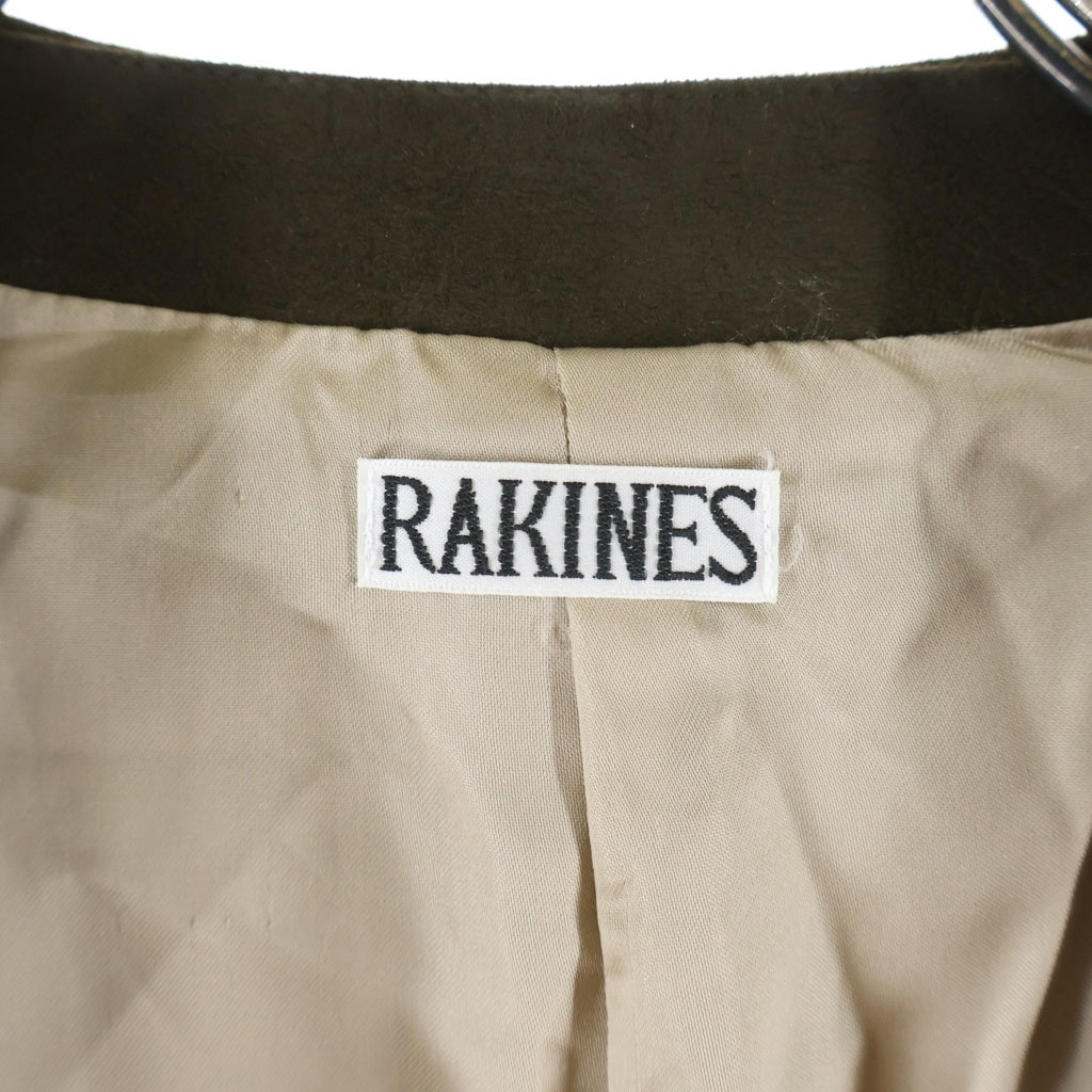 RAKINES(ラキネス) 24SS Entrefino lamb leather-Collar less jacket エントロフィーノ ラムレザー ノーカラージャケット ブラウン 11S24SS236B