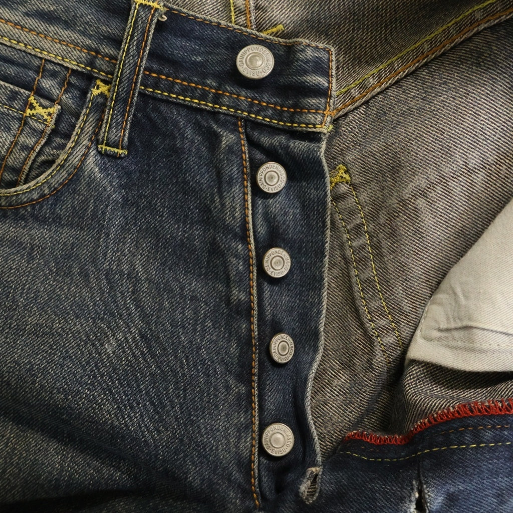 EVISU(エビス) 大黒パッチ 大カモメ ステッチデザイン ボタンフライデニムパンツ インディゴ