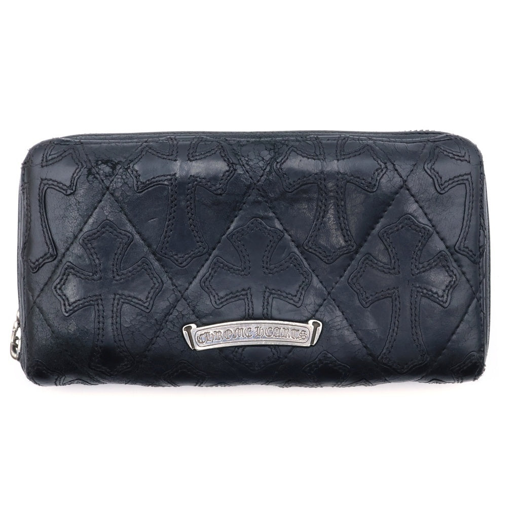 CHROME HEARTS(クロムハーツ) REC F ZIP QUILTED WALLET セメタリークロス キルティング レザーウォレット 財布 ブラック