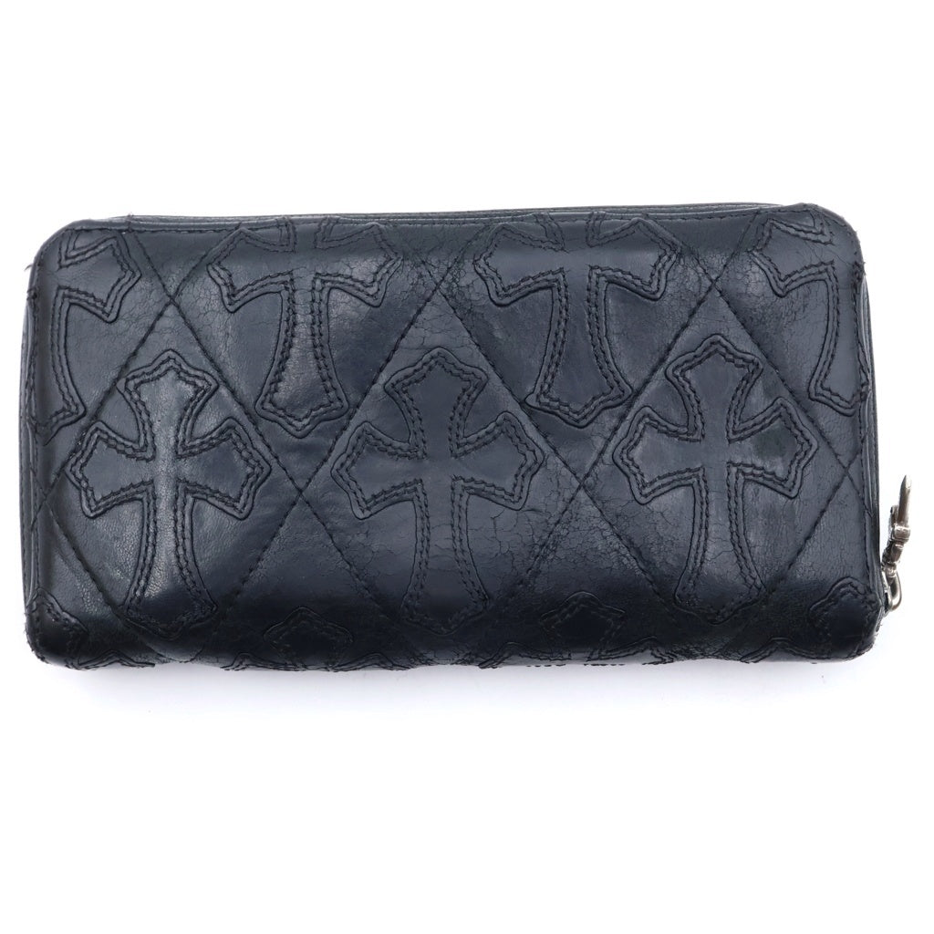 CHROME HEARTS(クロムハーツ) REC F ZIP QUILTED WALLET セメタリークロス キルティング レザーウォレット 財布 ブラック