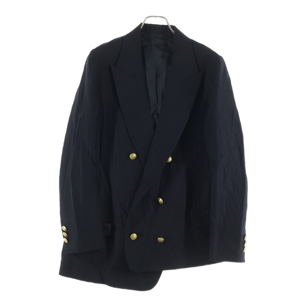 YOHJI YAMAMOTO REGULATION(ヨウジヤマモト レギュレーション) 23AW MIXED WEAVE TWILL ASYMMETRY DOUBLE B JACKET ツイル アシンメトリー ダブルテーラードジャケット FQ-J51-300