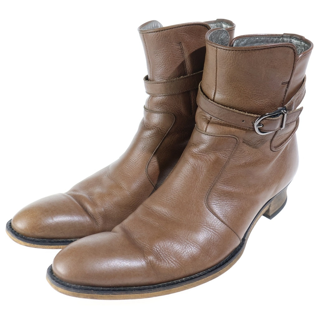 5351 POUR LES HOMMES(5351プールオム) バックル付き レザーショート ヒールブーツ ブラウン 0250062001