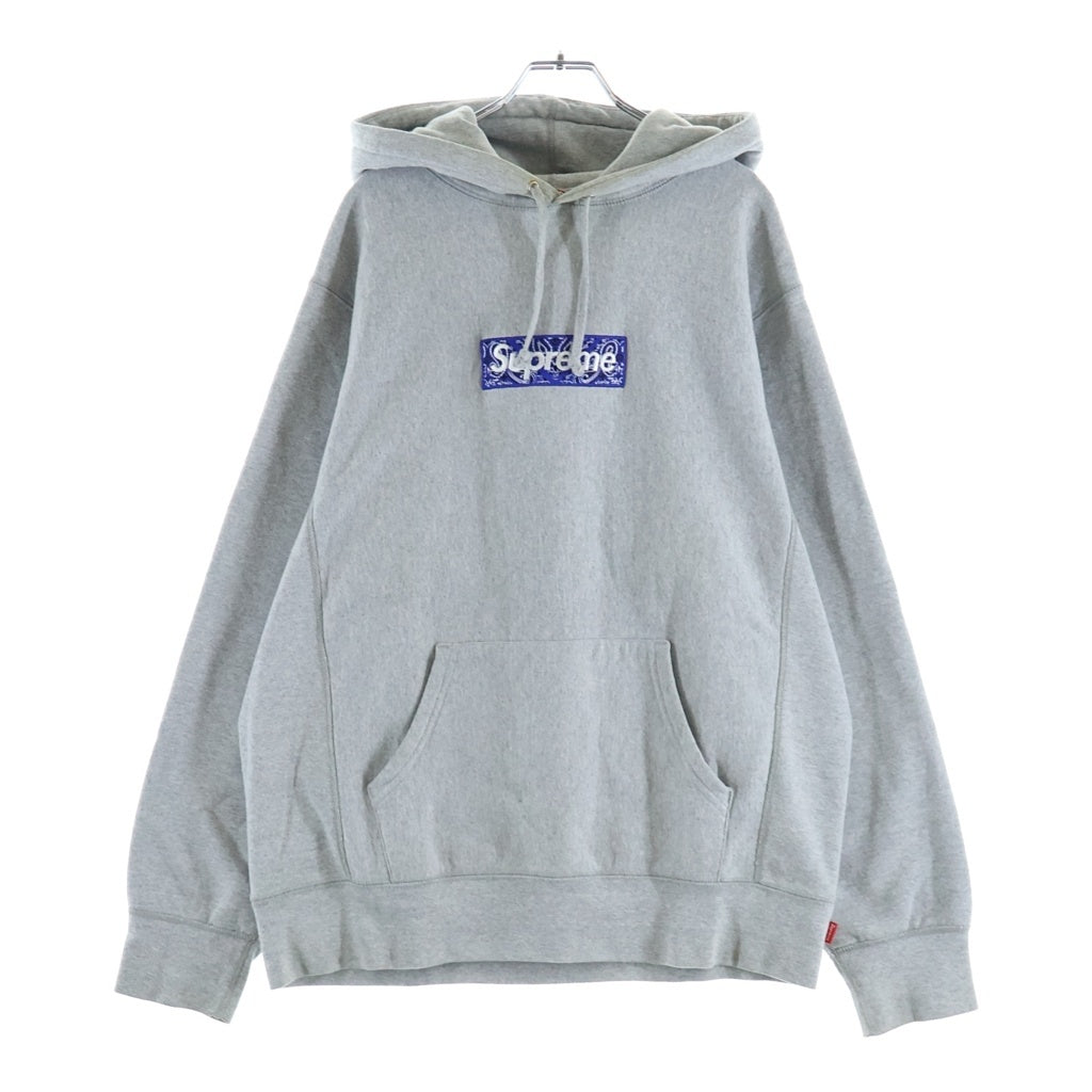 SUPREME(シュプリーム) 19AW Bandana Box Logo Hooded バンダナボックスロゴ プルオーバーフーディー スウェット パーカー グレー