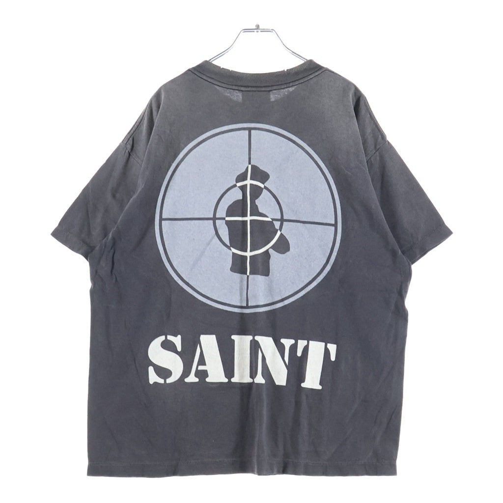 SAINT MICHAEL(セントマイケル) 24AW SS TEE SNT ENEMY ENEMYプリント クルーネック半袖Tシャツ カットソー グレー SM-YS1-0000-C18