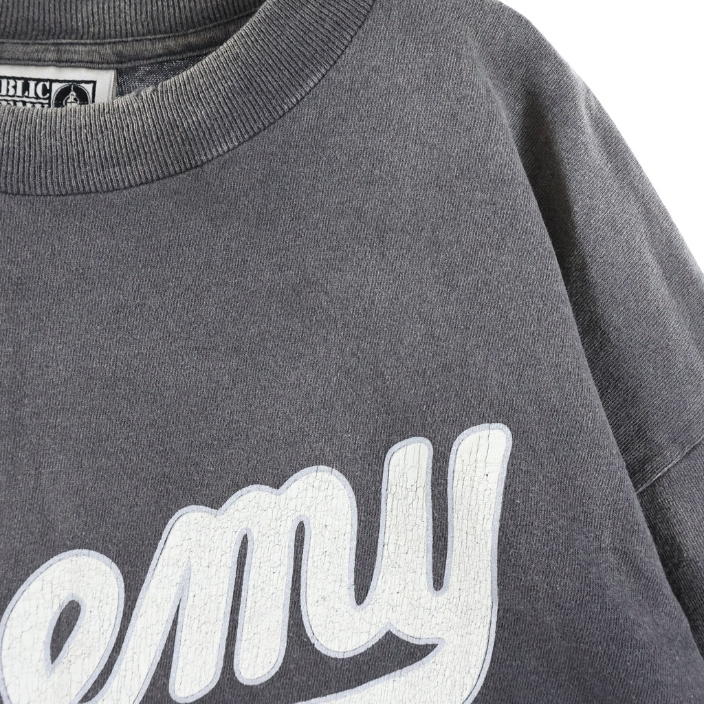 SAINT MICHAEL(セントマイケル) 24AW SS TEE SNT ENEMY ENEMYプリント クルーネック半袖Tシャツ カットソー グレー SM-YS1-0000-C18