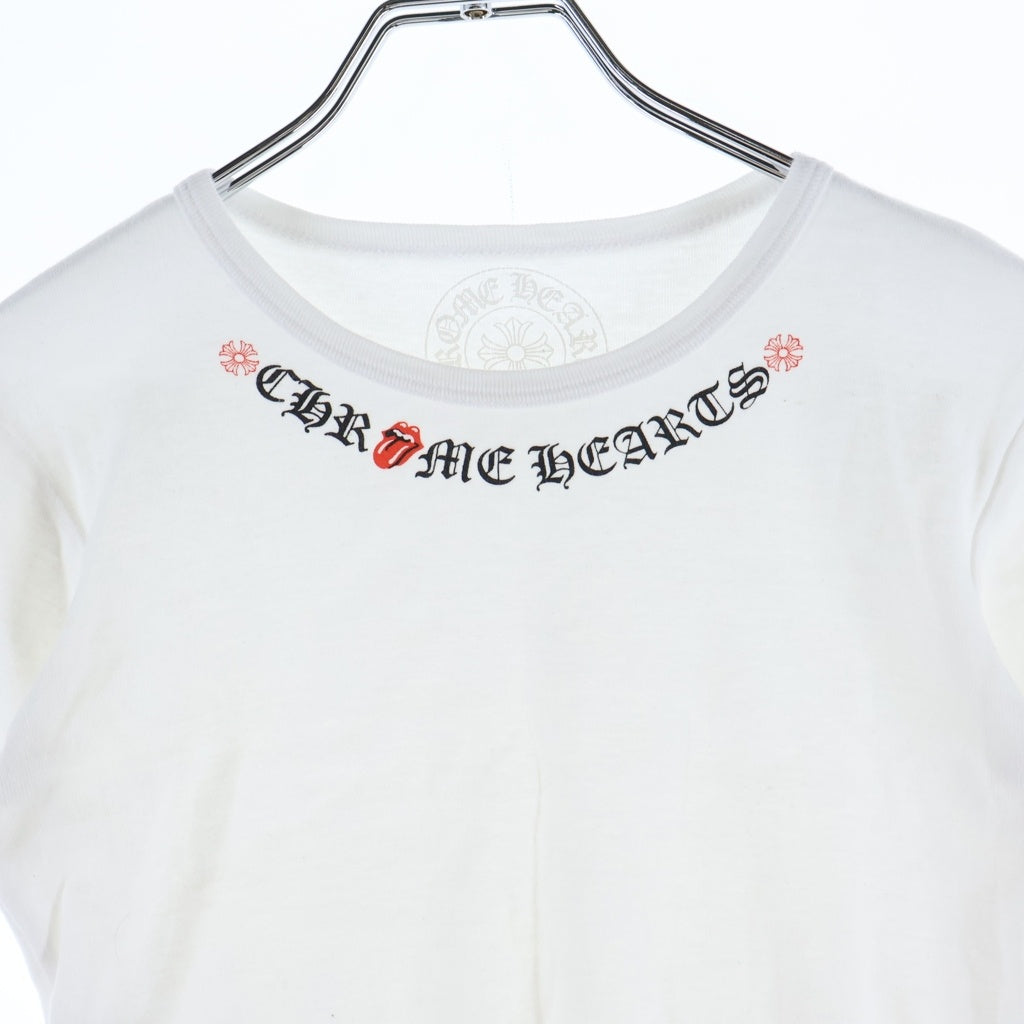 CHROME HEARTS(クロムハーツ) S/S TEE リッププリント クロップド クルーネック半袖Tシャツ カットソー レディース ホワイト