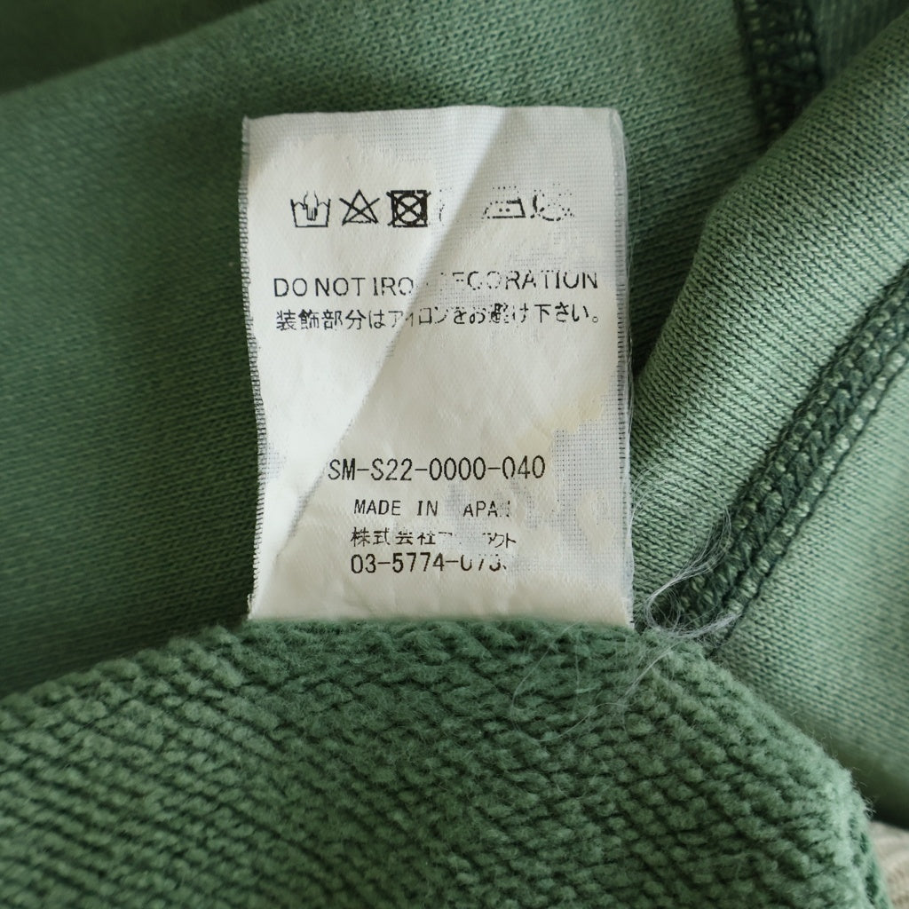SAINT MICHAEL(セントマイケル) 22SS SWEAT SHIRT FELT GREENGRAY ロゴパッチ プルオーバークルーネックスウェット グリーン SM-S22-0000-040
